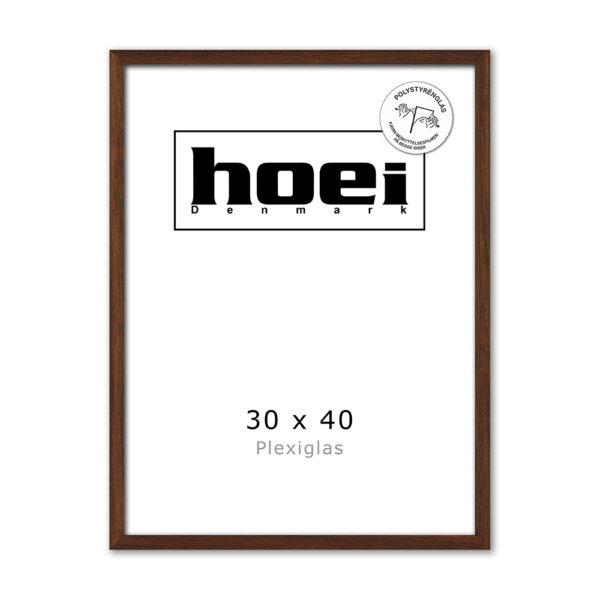 Massiv mørk egetræsramme til foto og plakater 30 x 40 PLEXI cm