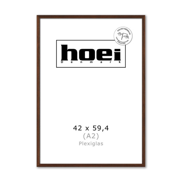 Massiv mørk egetræsramme til foto og plakater 42 x 59,4 cm PLEXI ( A2 )