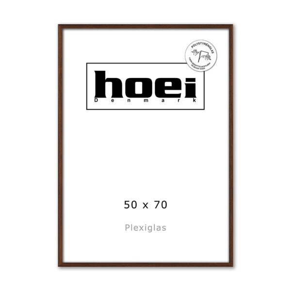 Massiv mørk egetræsramme til foto og plakater 50 x 70 Cm  PLEXI