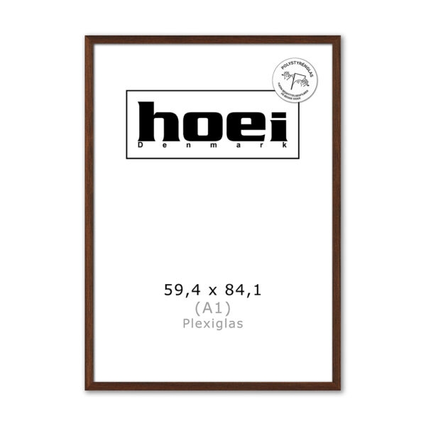 Massiv mørk egetræsramme til foto og plakater 59,4 x 84,1 cm PLEXI