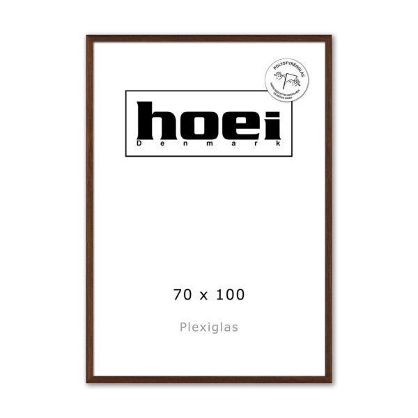 Massiv mørk egetræsramme til foto og plakater 70 x 100 PLEXI cm