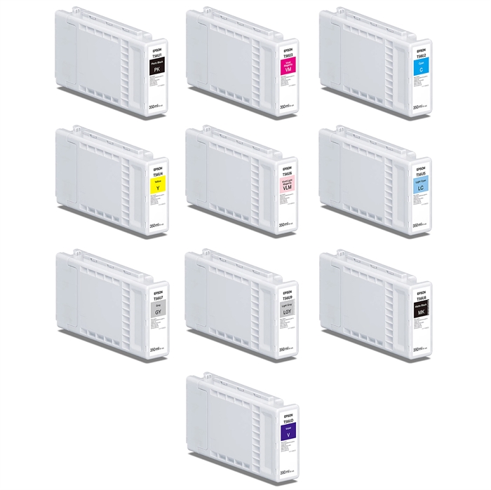 Fuldt sæt 350 ml blækpatroner til Epson SureColor P7300 og P9300