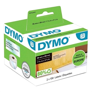 Dymo Label Addressing 36 x 89 perm transp mm, 260 stk. 
