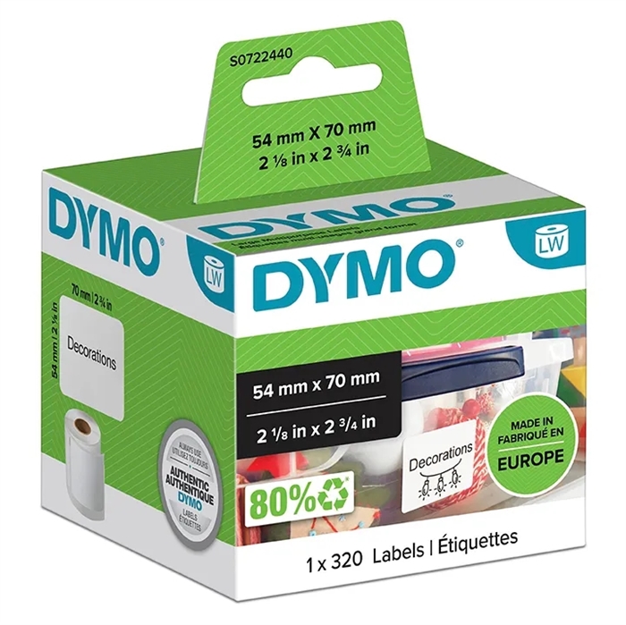 Dymo Label Multipurpose 54 x 70 perm white(320 stk. 