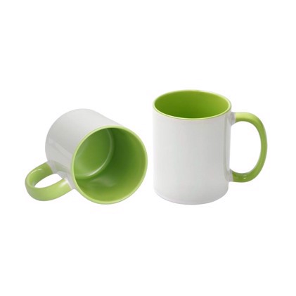 Sublimation Mug 11oz - inside & handle Light Green Dishwasher & Microwave Safe