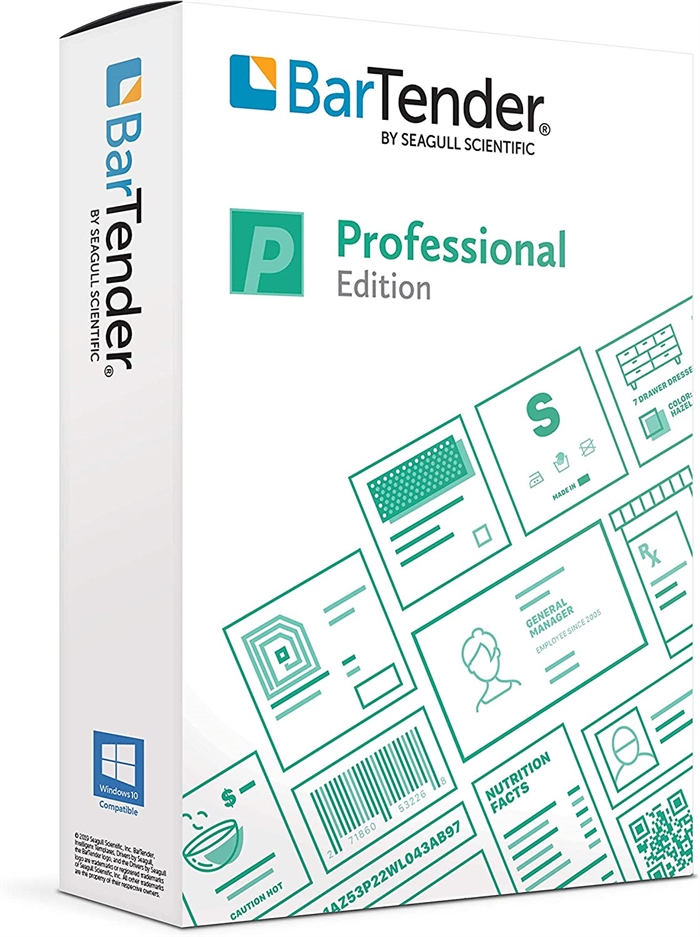 Seagull BarTender Professional, application license til 2 printer standard.