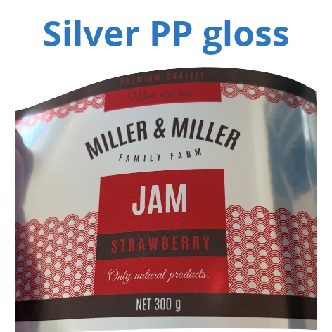 Silver PP Gloss label test rulle - 10 cm x 4 meter