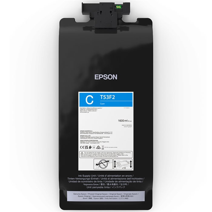 Epson blækpose Cyan 1600 ml - T53F2