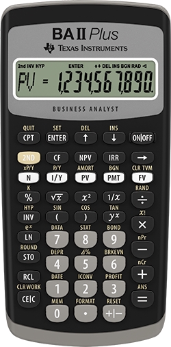 Texas Instruments BAII Plus financial calculator uk manual