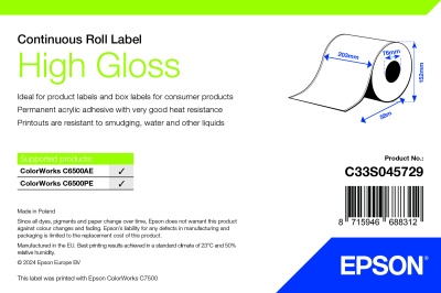 Epson High Gloss Rulle, endeløse bane - 203 mm × 58 m