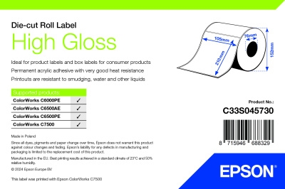 Epson High Gloss Rulle, udstansede labels 105 mm × 210 mm ( 273 Labels )