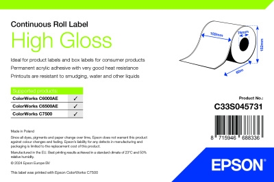 Epson High Gloss Rulle, endeløse bane - 102 mm × 58 m