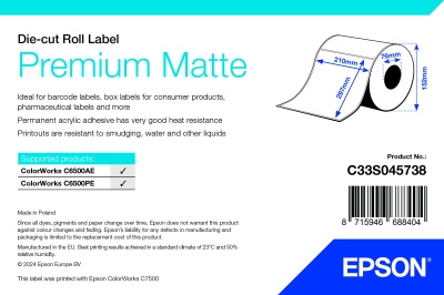 Epson Premium Matte Rulle, udstansede labels 210 mm x 297 mm ( 200 Labels )