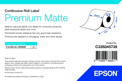 Epson Premium Matte Rulle, endeløse bane - 203 mm × 60 m